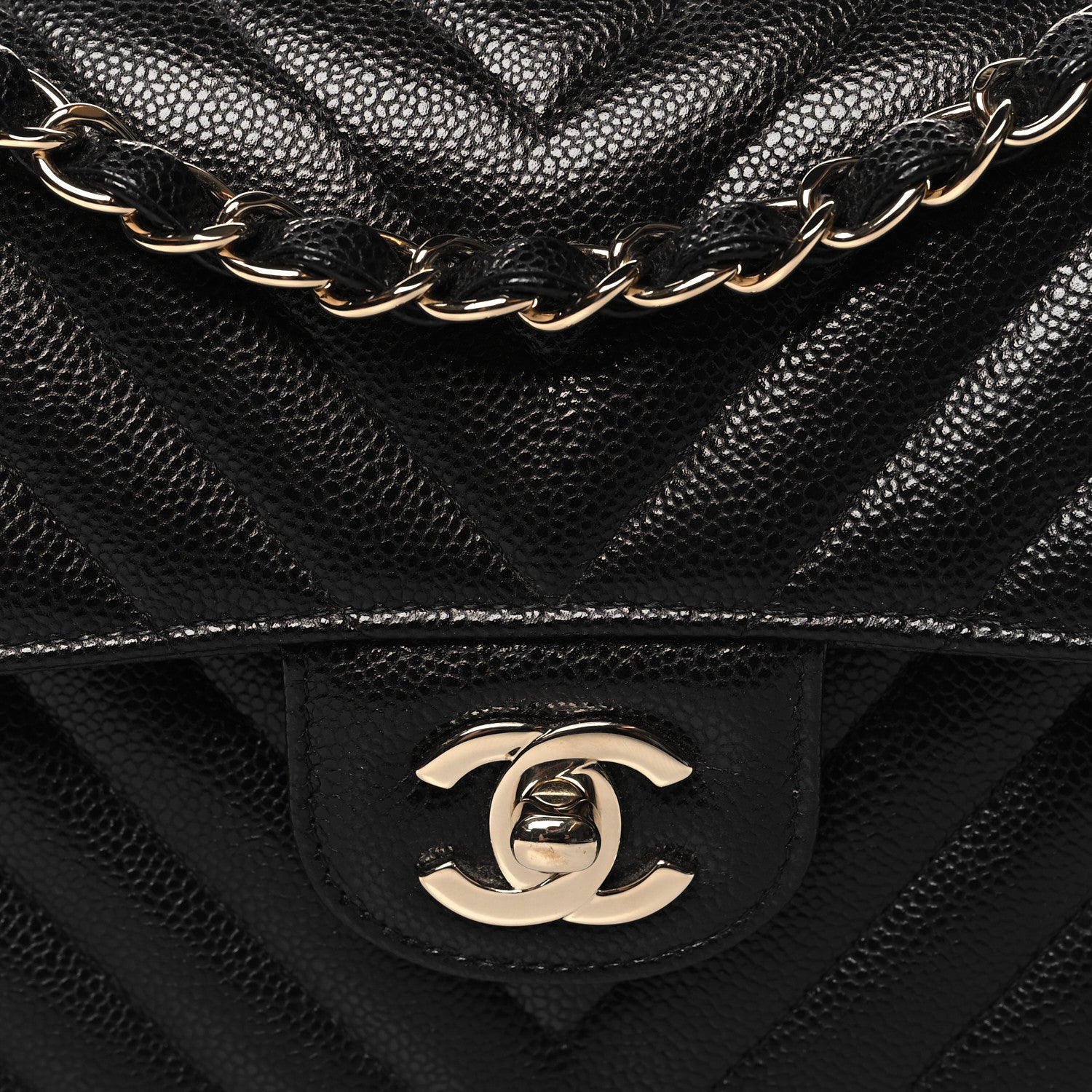 Chanel Caviar Chevron Quilted Small Double Flap Black 8 of 11