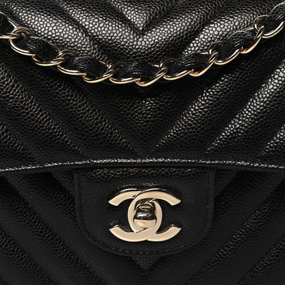 Chanel Caviar Chevron Quilted Small Double Flap Black 8 of 11