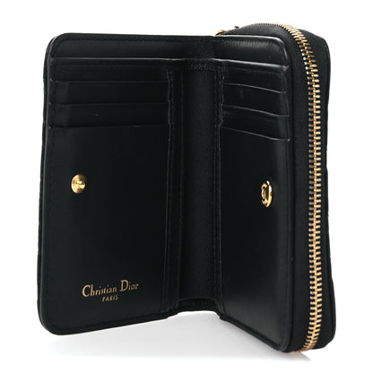 Christian Dior Grained Calfskin Supple Cannage Caro Scarlet Zipped Wallet Black 5 of 7