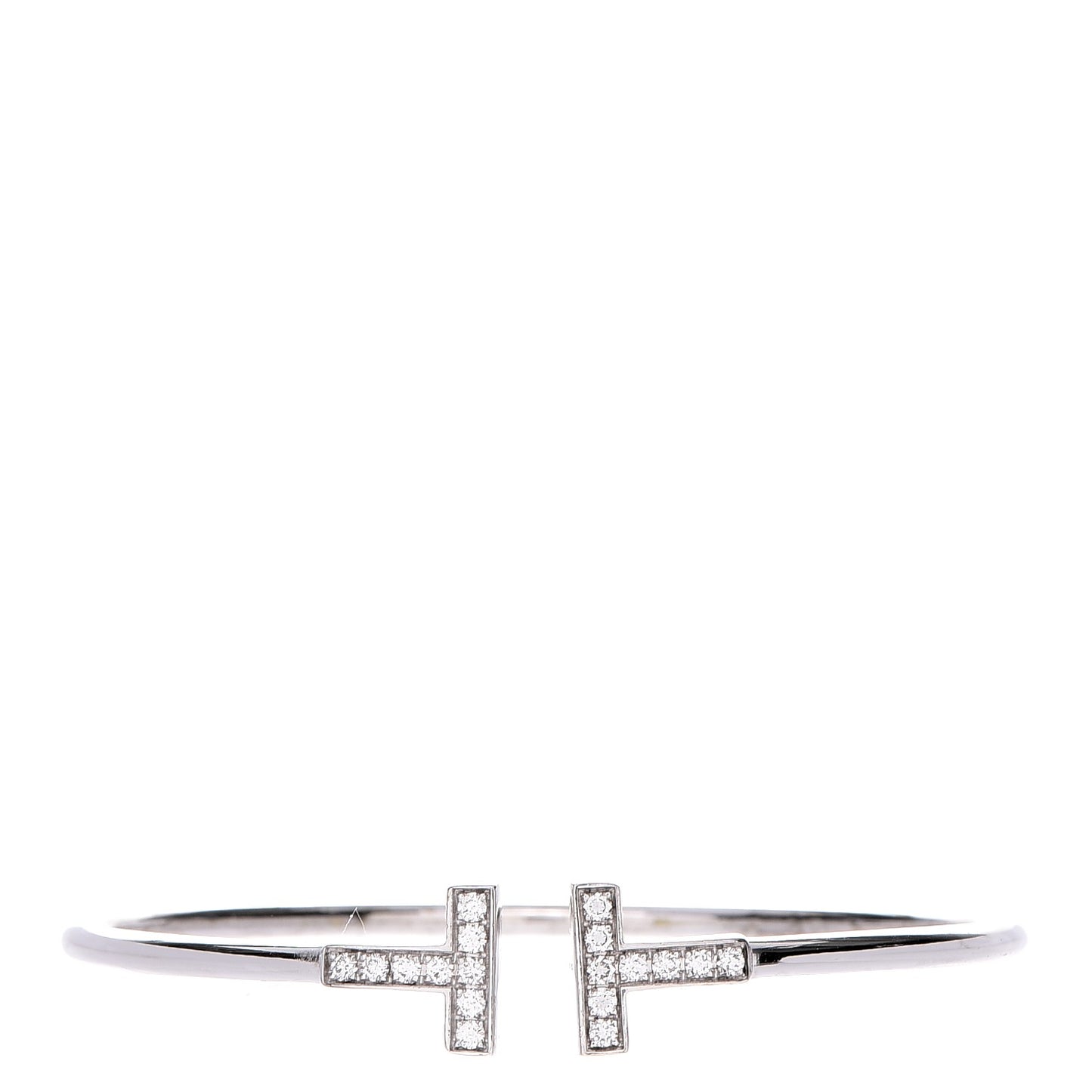 18K White Gold Diamond T Wire Bracelet