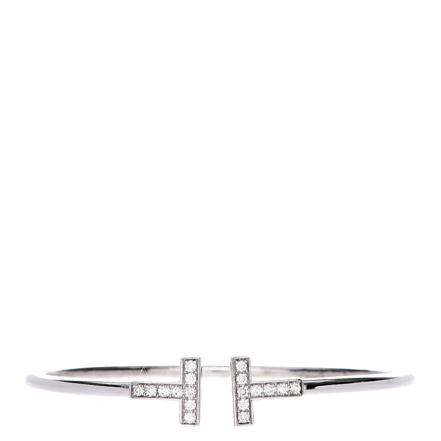 Tiffany 18K White Gold Diamond T Wire Bracelet 1 of 5