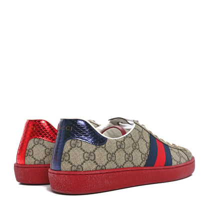 Gucci GG Supreme Monogram Ayers Web Mens New Ace Sneakers 9.5 Beige Ebony Red 5 of 11