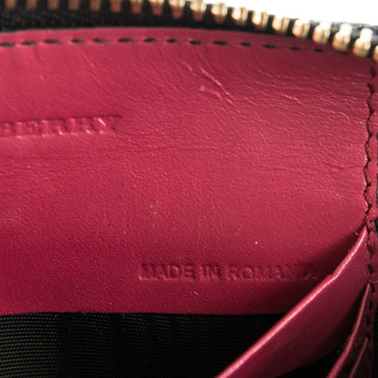 Burberry Signature Grain Calfskin Check Embossed Peyton Crossbody Clutch Bag Vibrant Fuchsia 8 of 8