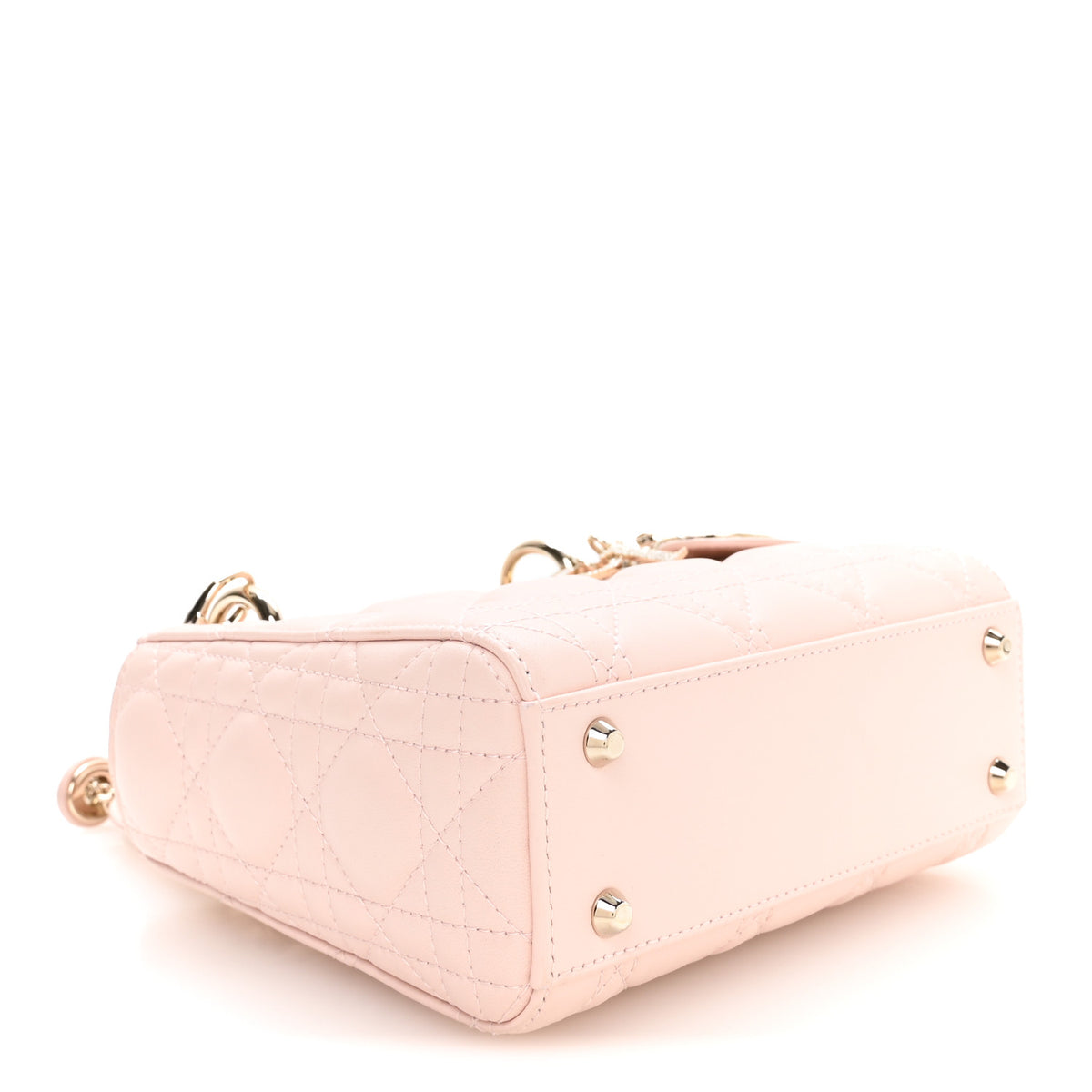 Lambskin Cannage Crystal Mini Lady Dior Powder Pink