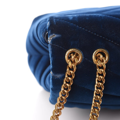 Saint Laurent Velvet Y Quilted Monogram Small Loulou Chain Satchel Medium Blue 14 of 17