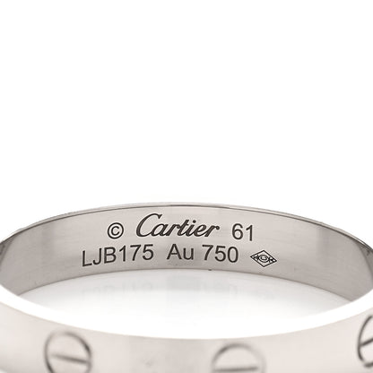 Cartier 18K White Gold 3.5mm LOVE Wedding Band Ring 61 9.5 4 of 5
