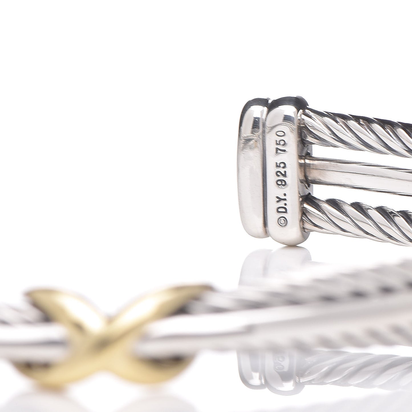 Sterling Silver 18K Yellow Gold 7mm Crossover X Bracelet