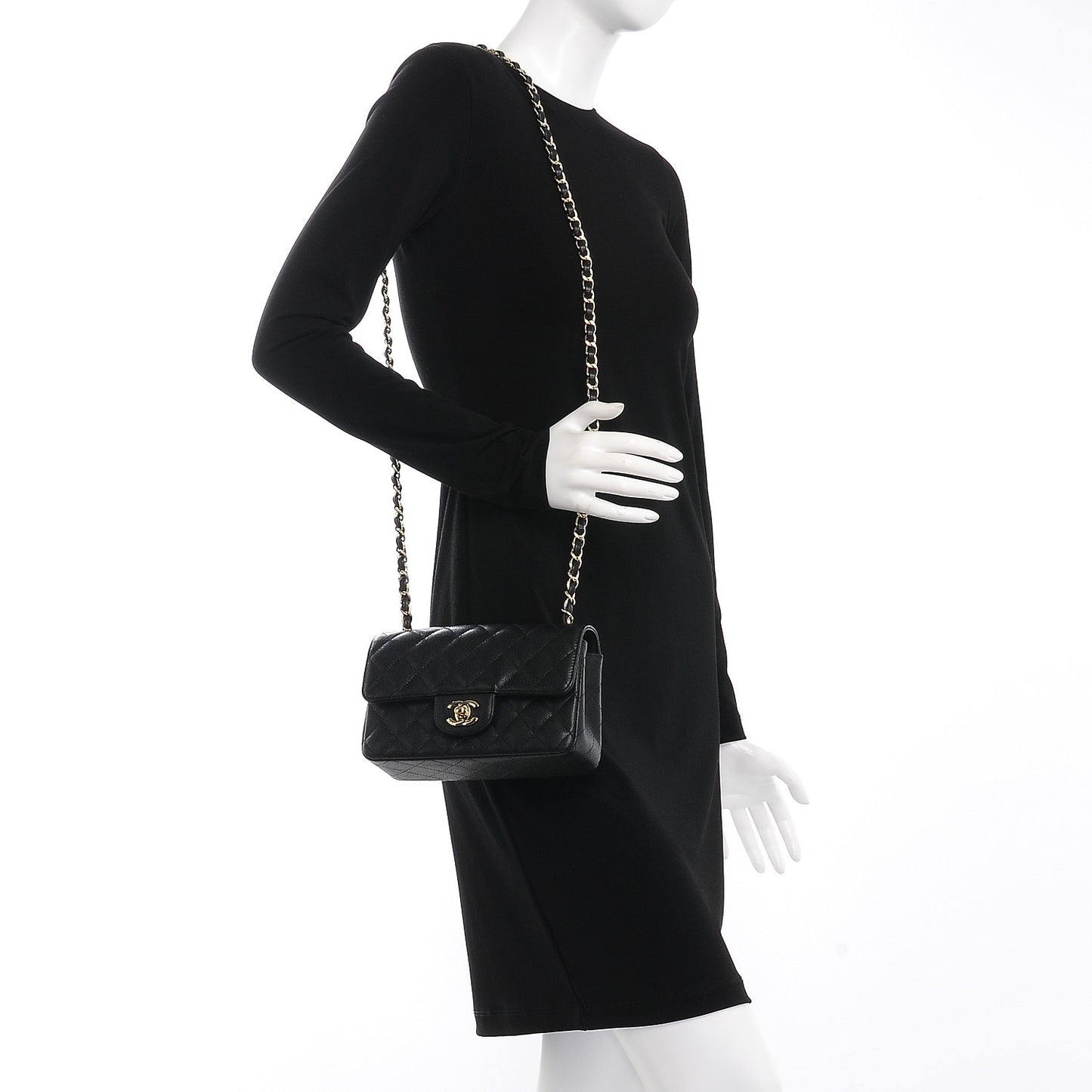 Caviar Quilted Mini Rectangular Flap Black