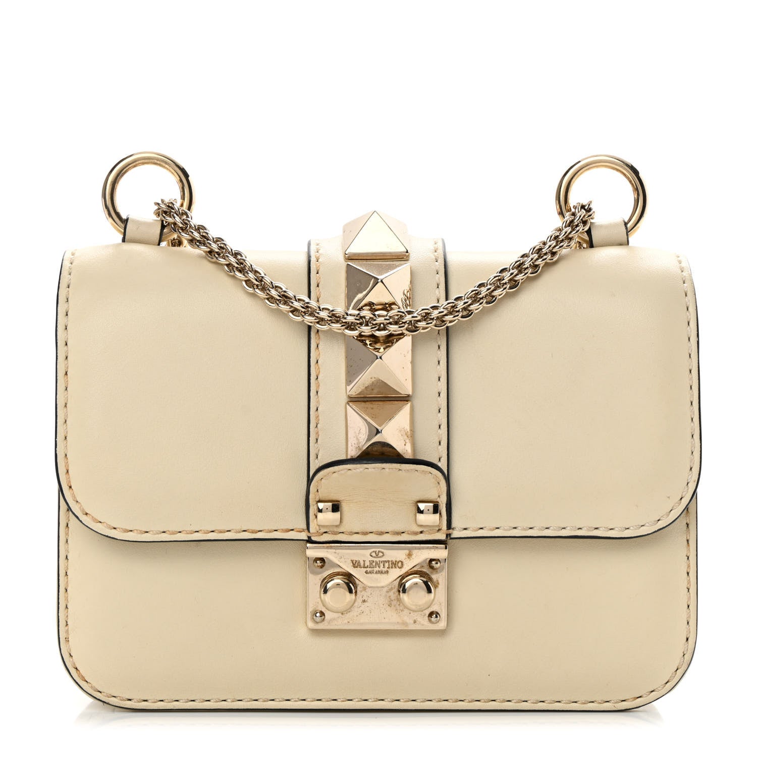 Valentino Garavani Vitello Mini Glam Lock Rockstud Flap White 1 of 18