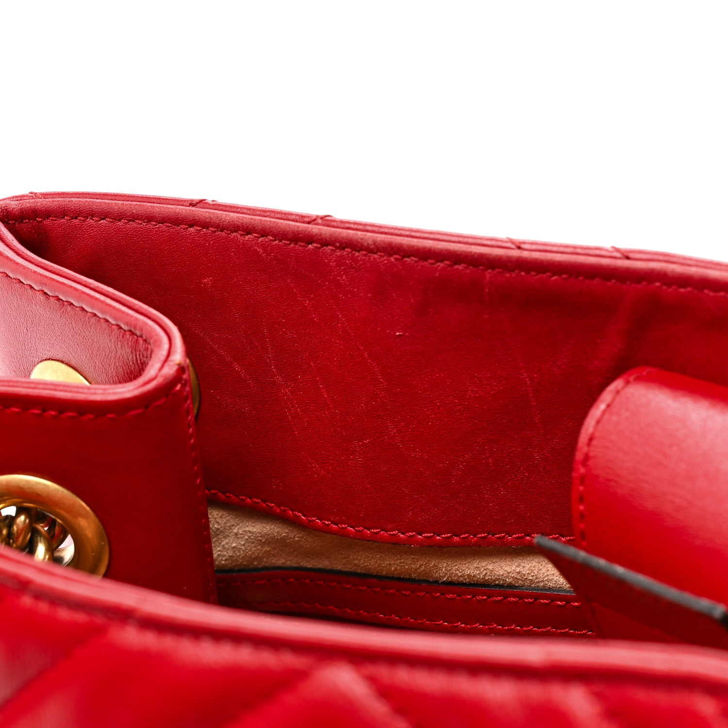 Gucci Calfskin Matelasse Medium GG Marmont Shoulder Tote Bag Hibiscus Red 13 of 17