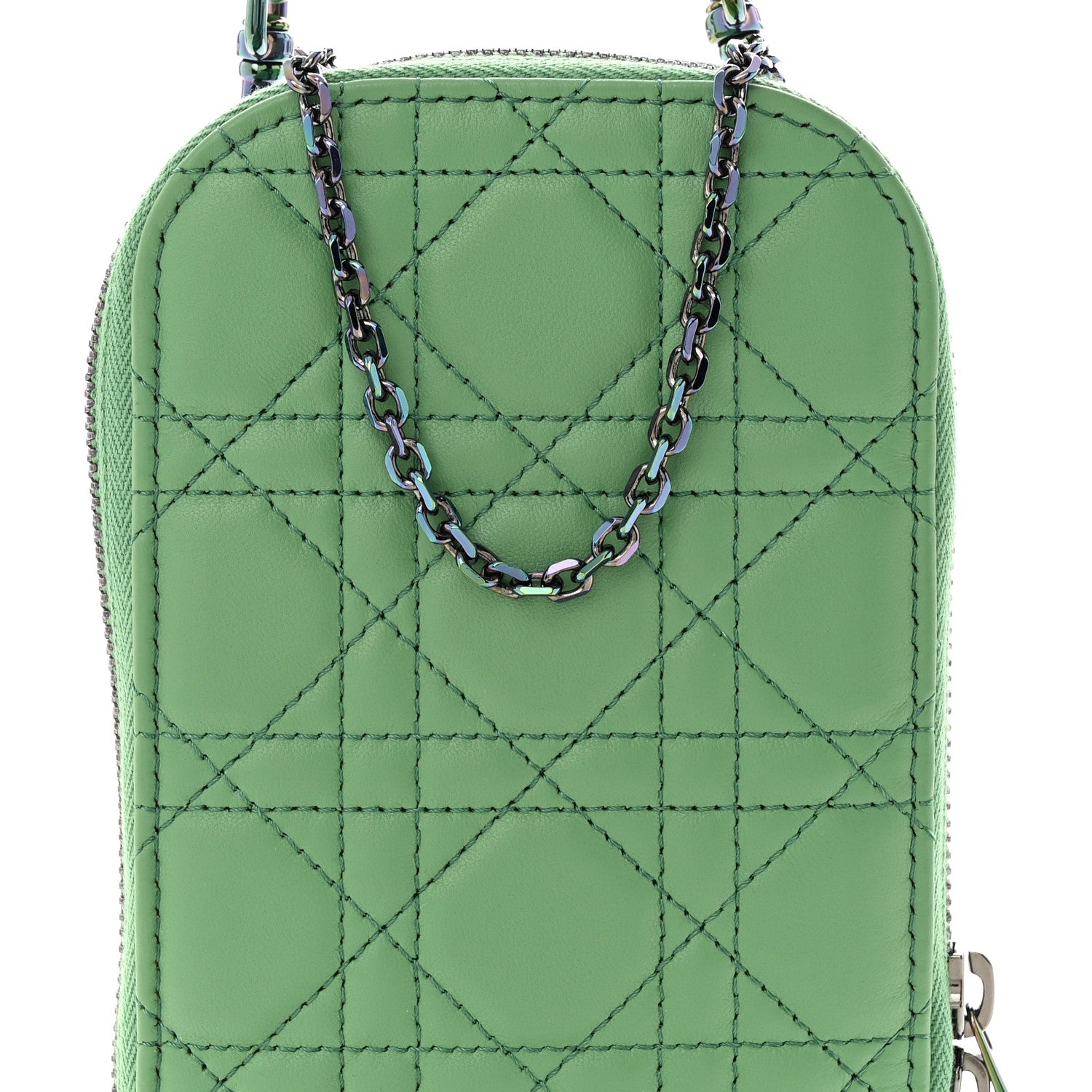 Christian Dior Lambskin Cannage Lady Dior Phone Holder Green 8 of 10