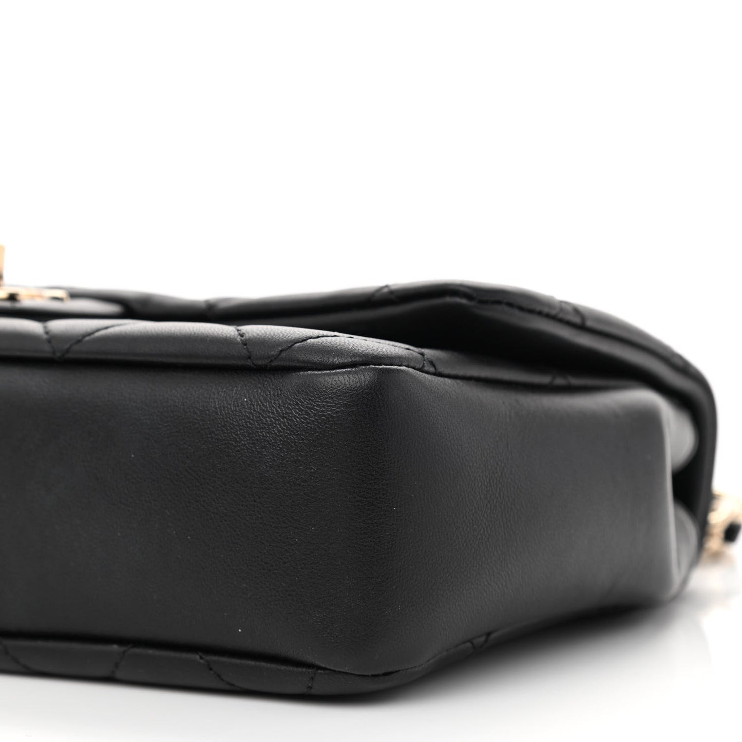 Lambskin Quilted Resin Bi-Color Chain Flap Bag Black
