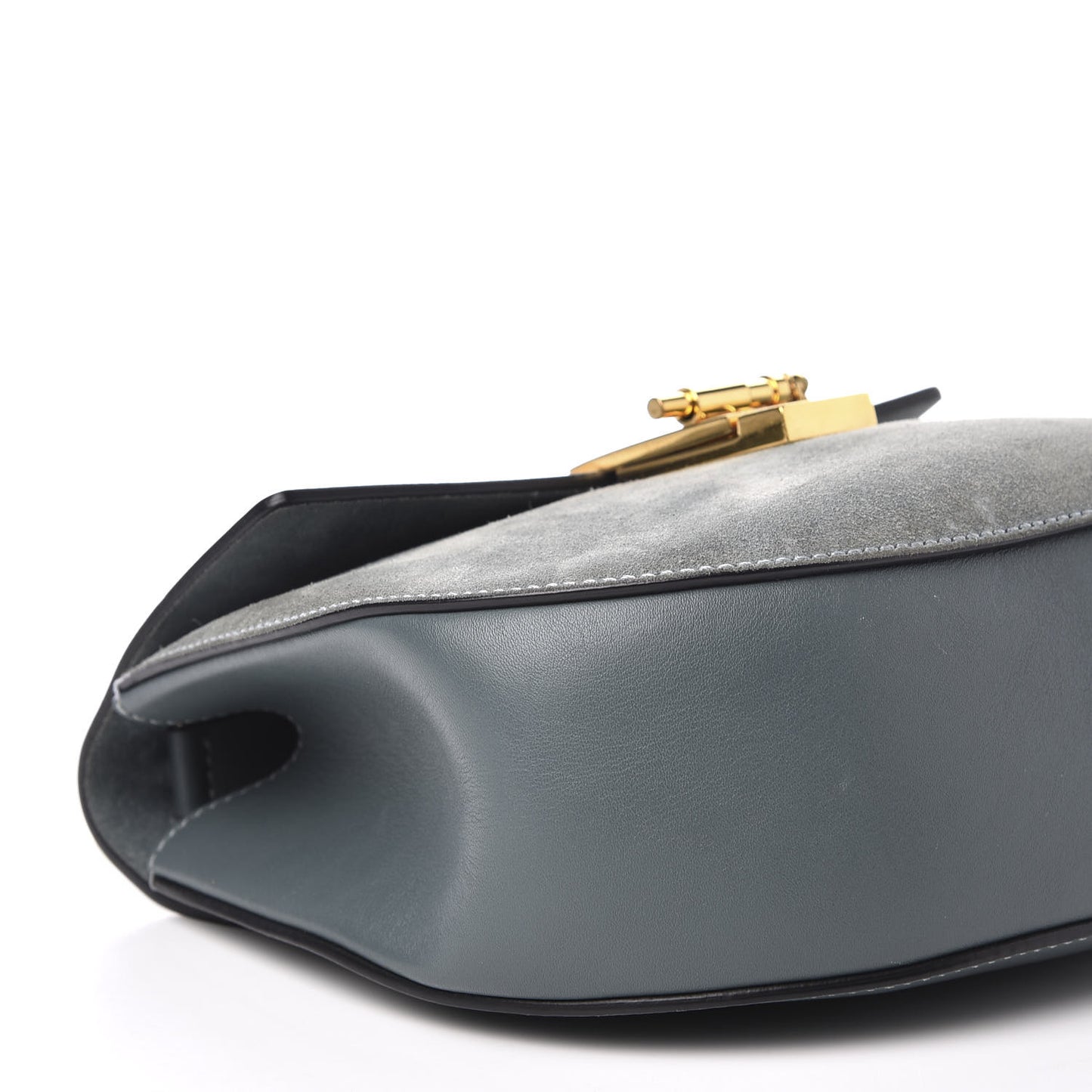 Suede Smooth Calfskin Drew Shoulder Bag Cloudy Blue