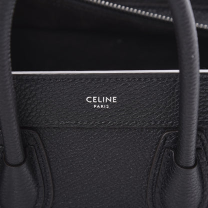 Celine Drummed Calfskin Nano Luggage Black 6 of 11