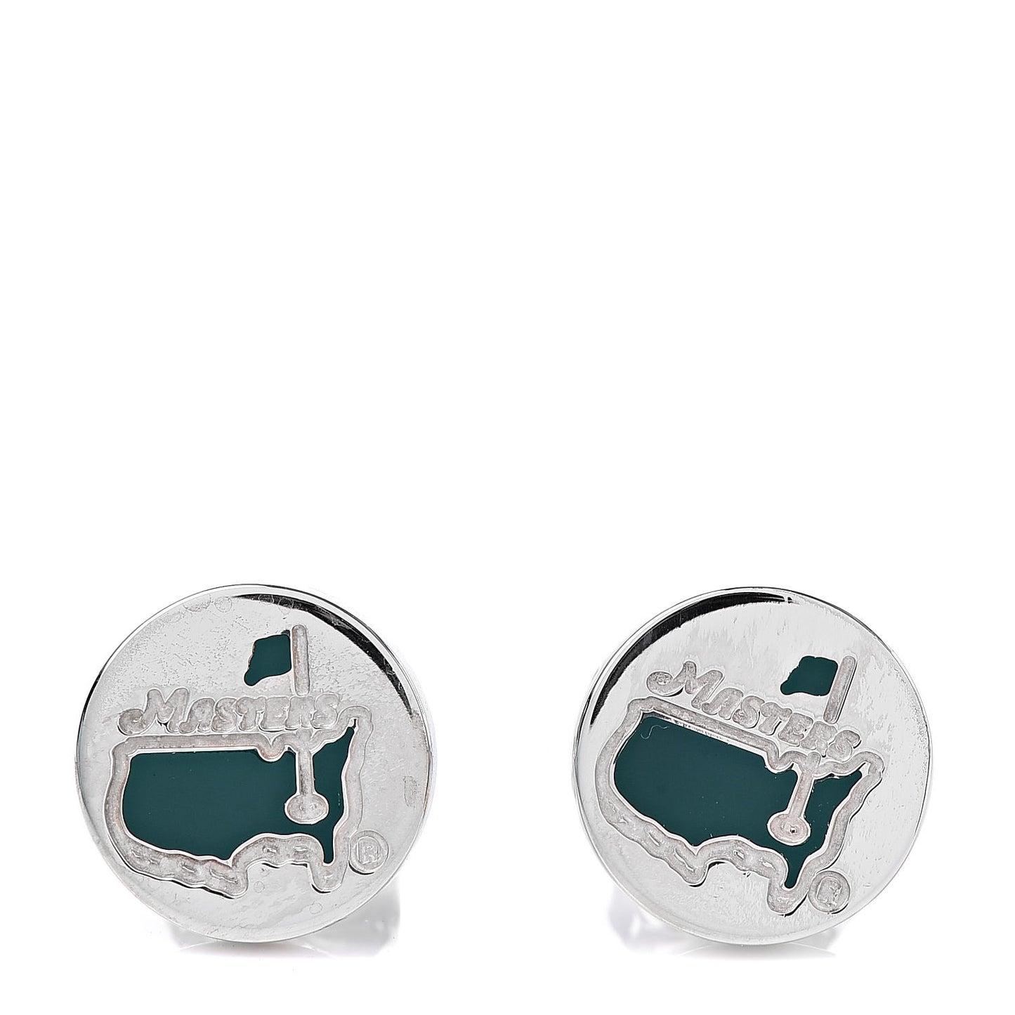 Sterling Silver Enamel Masters Augusta National Earrings Green