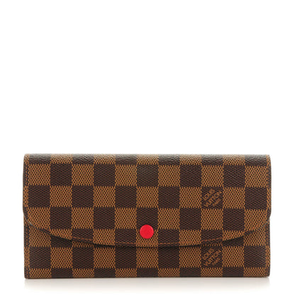 Louis Vuitton Damier Ebene Emilie Wallet Red 1 of 7