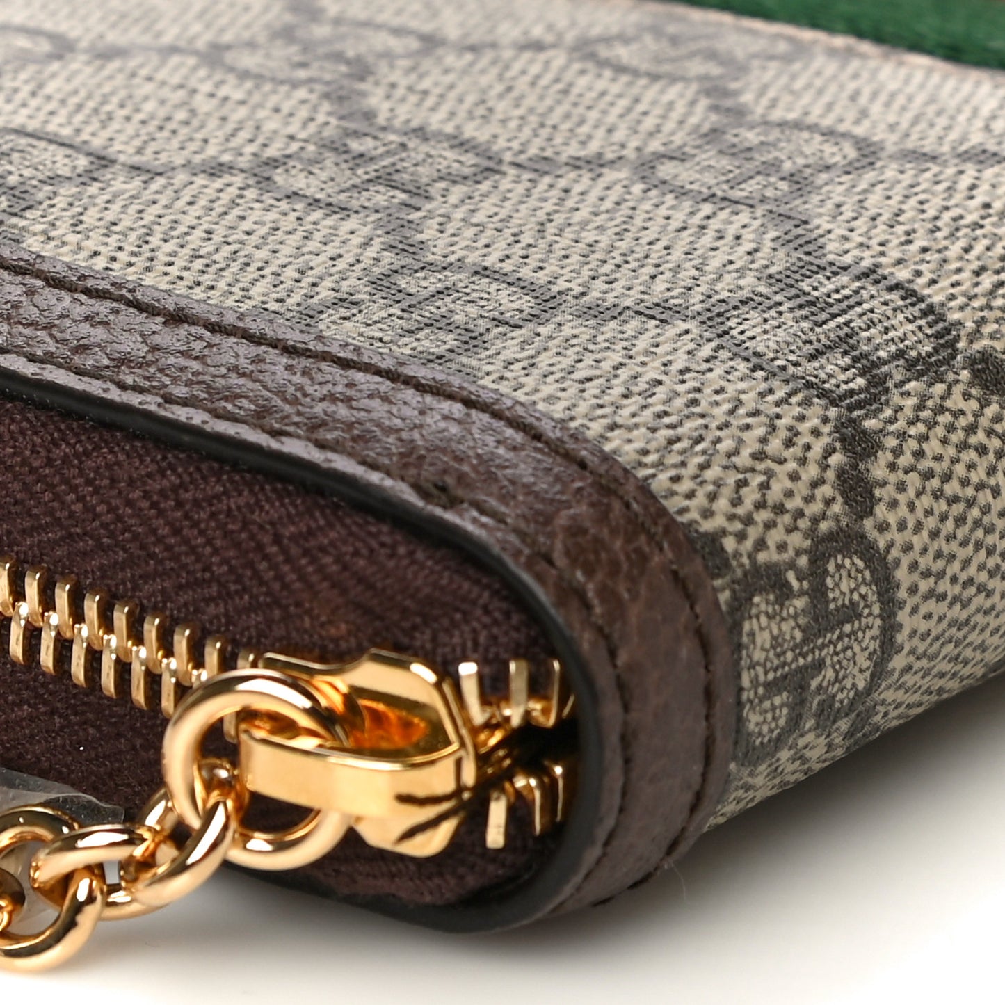 GG Supreme Monogram Web Ophidia Zip Around Wallet Brown