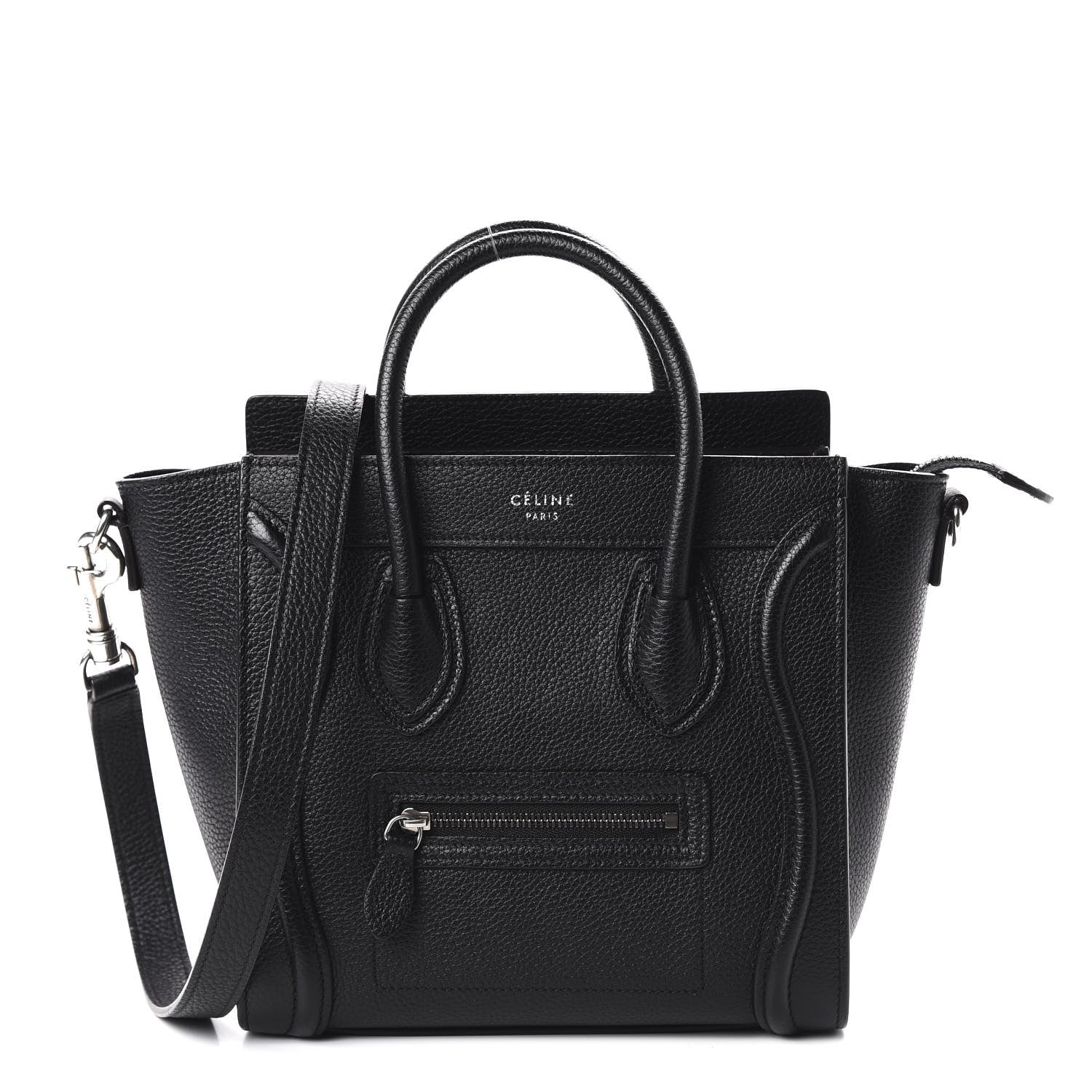 Celine Drummed Calfskin Nano Luggage Black 1 of 9