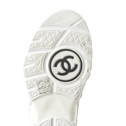 Chanel Fabric Calfskin Suede CC Womens Sneakers 38 Black 6 of 10