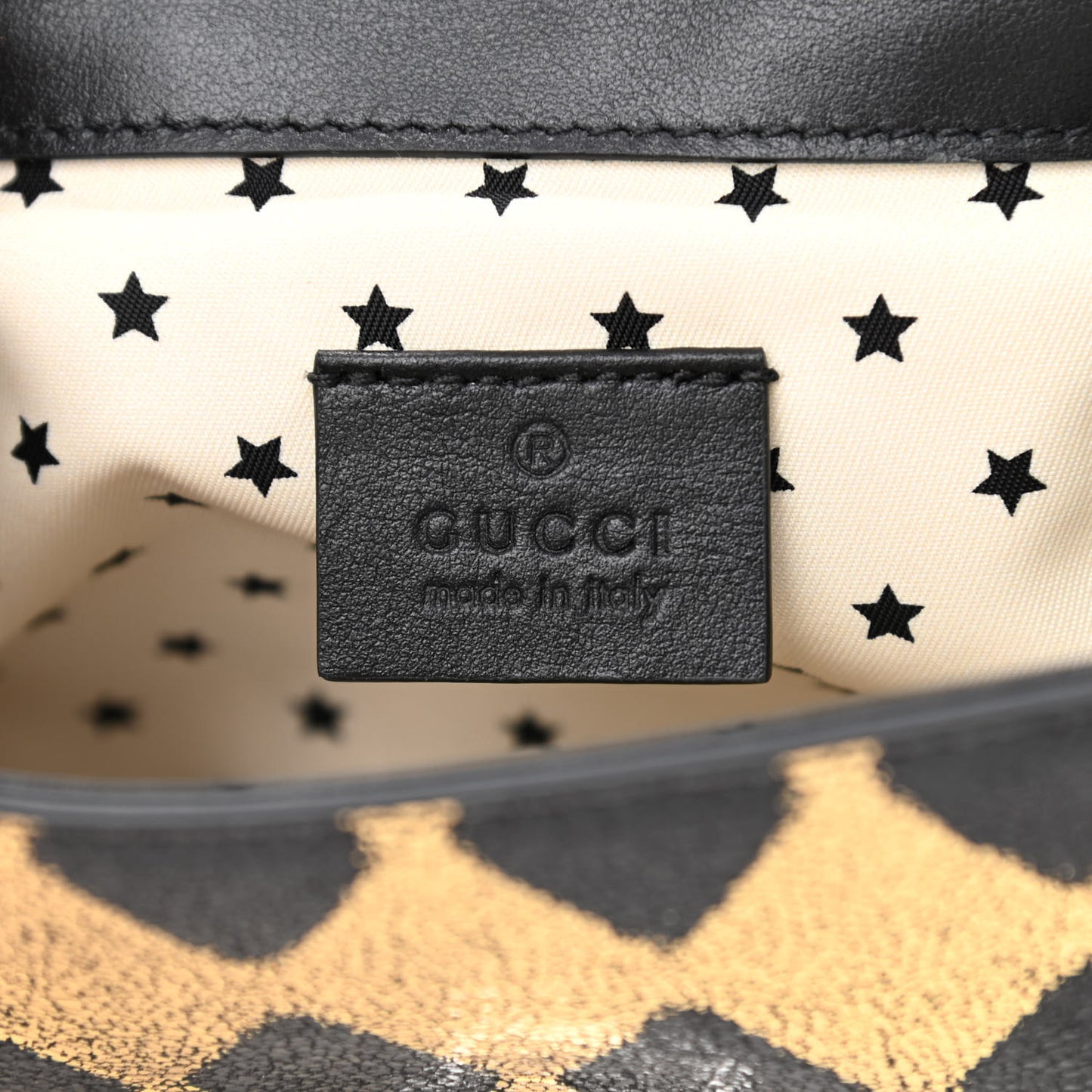 Metallic Cracked Calfskin Belt Bag Gold Black