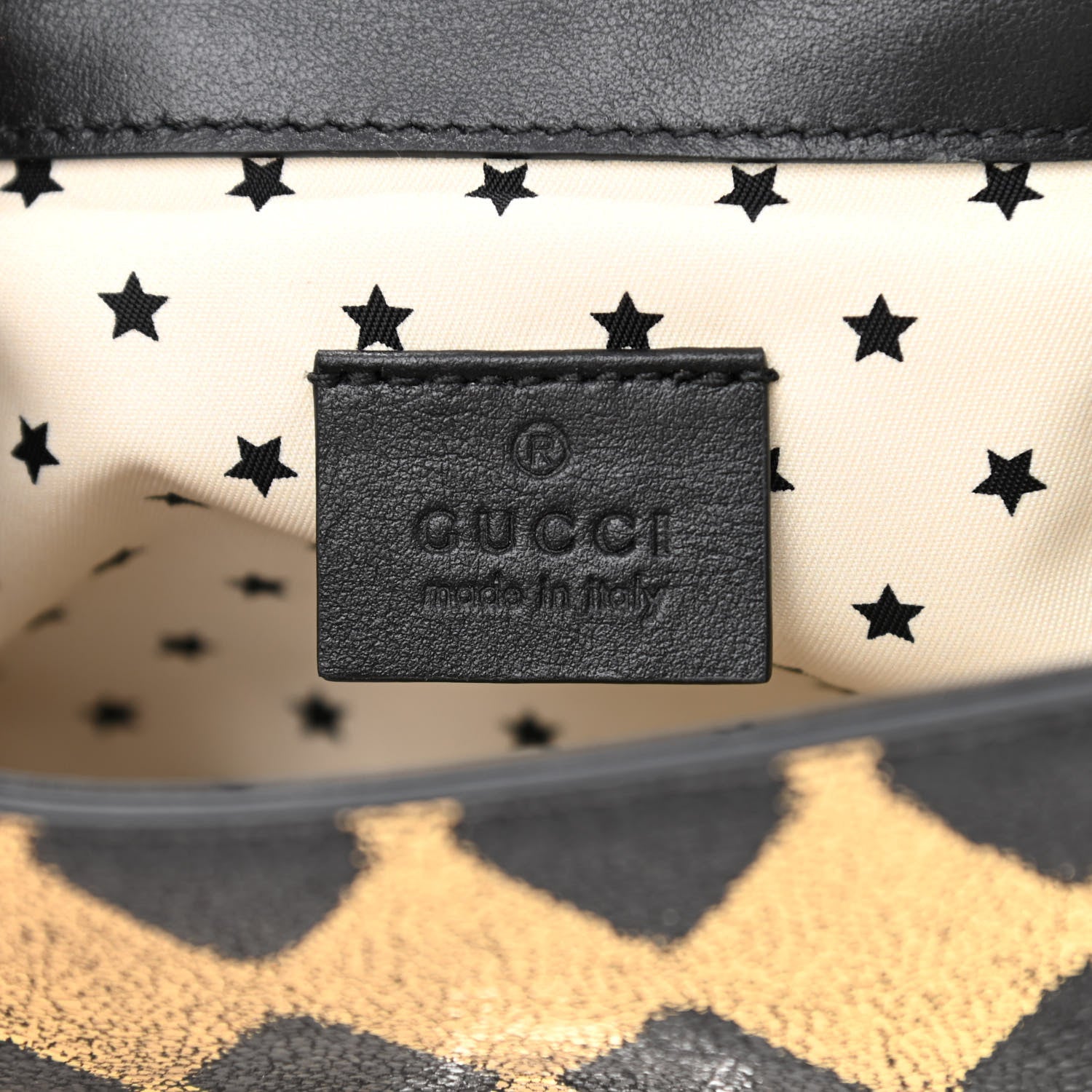 Gucci Metallic Cracked Calfskin Belt Bag Gold Black 6 of 9