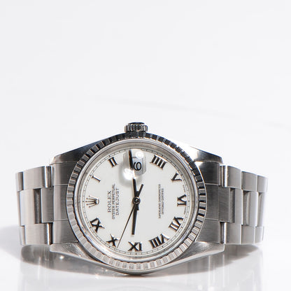 Rolex Stainless Steel 36mm Oyster Perpetual Datejust Watch White Roman 16220 8 of 8