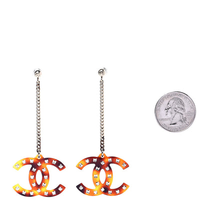 Chanel CC Crystal Drop Earrings Tortoise 2 of 4