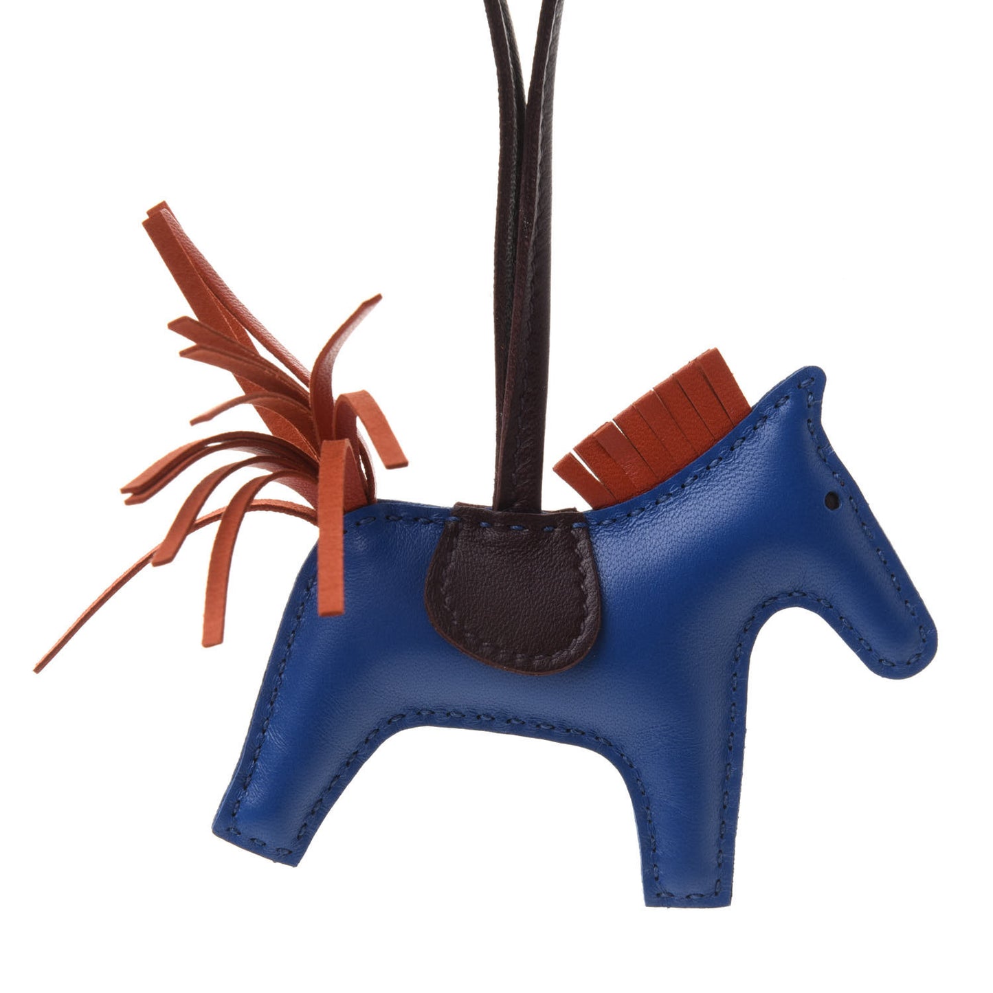 Milo Lambskin Grigri Rodeo Horse Bag Charm PM Bleu de Malte Rouge H Peony
