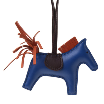 Hermes Milo Lambskin Grigri Rodeo Horse Bag Charm PM Bleu de Malte Rouge H Peony 3 of 5