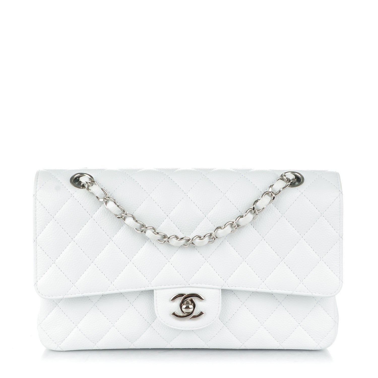 Chanel Caviar Quilted Medium Double Flap White 1 of 8