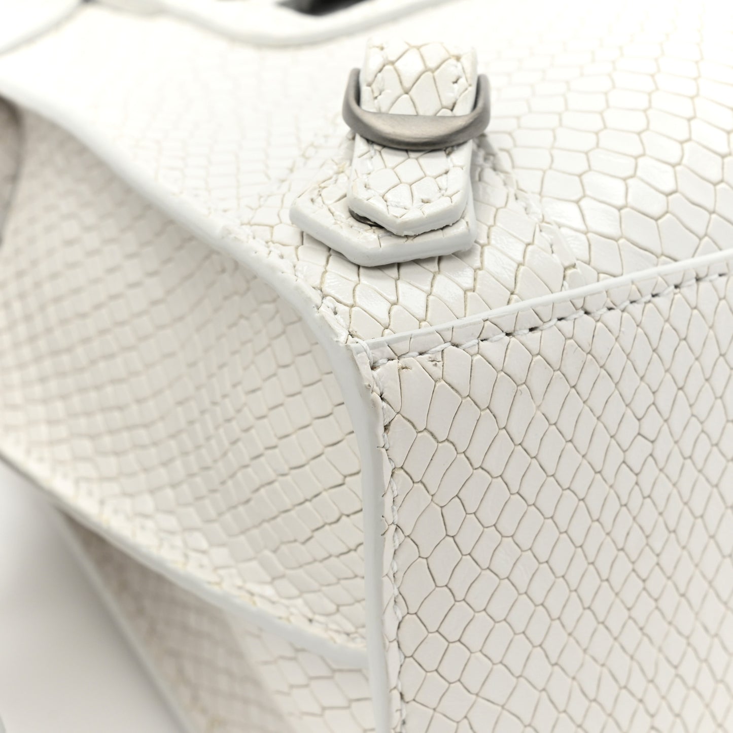 Grained Calfskin Snake Effect Silver Hardware Mini Neo Classic City White