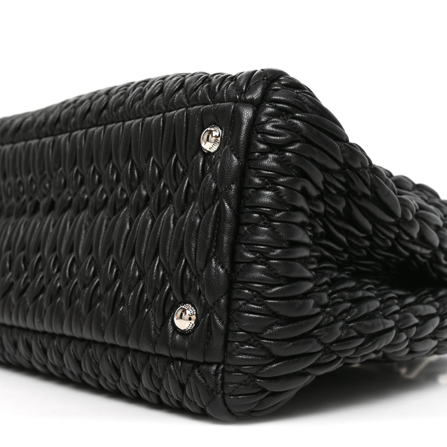 Miu Miu Nappa Matelasse Swarovski Crystal Tote Black 9 of 9