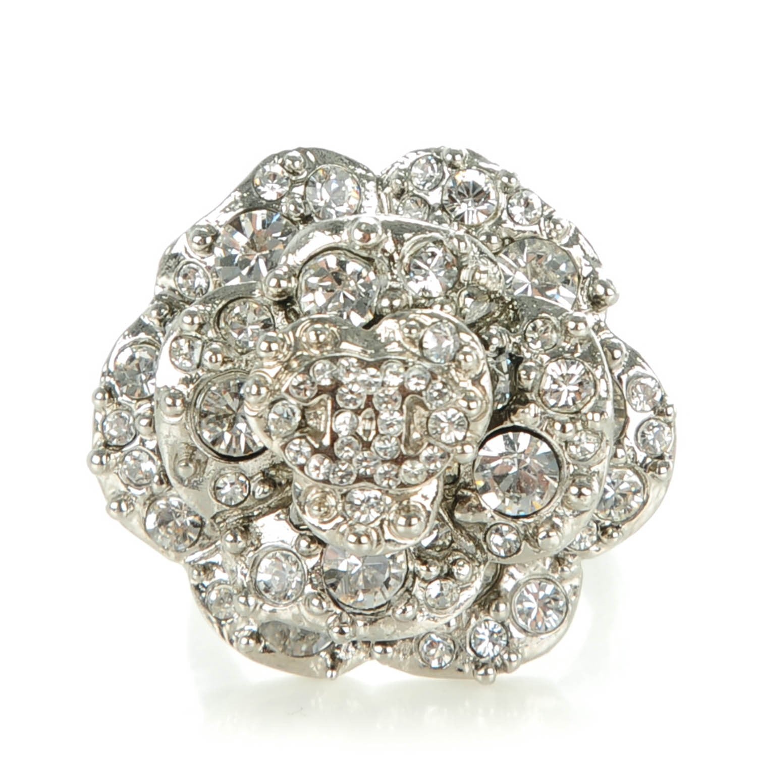 Chanel Swarovski Crystal Camellia Ring 6 1 of 5
