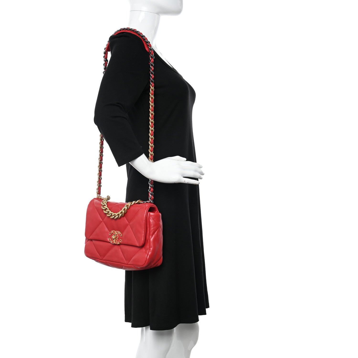 Chanel Lambskin Quilted Medium Chanel 19 Flap Red 2 of 10
