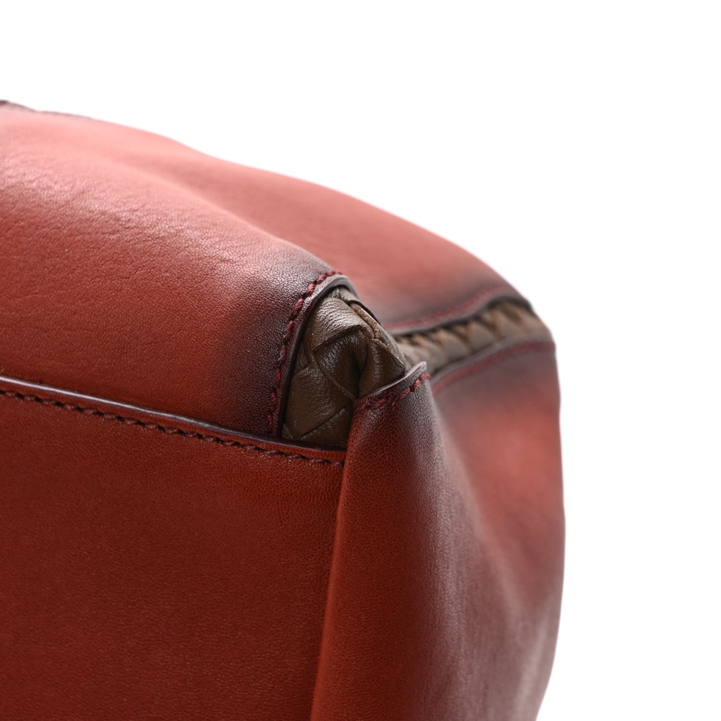 Calfskin Nappa Intrecciato Tote Brique Flamingo Truffle