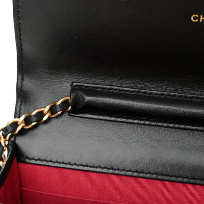 Chanel Lambskin Quilted Chain Around Wallet On Chain WOC Black 13 of 14
