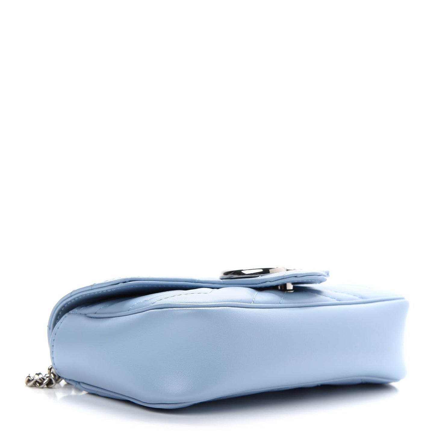 Calfskin Matelasse Super Mini GG Marmont Shoulder Bag Porcelain Light Blue