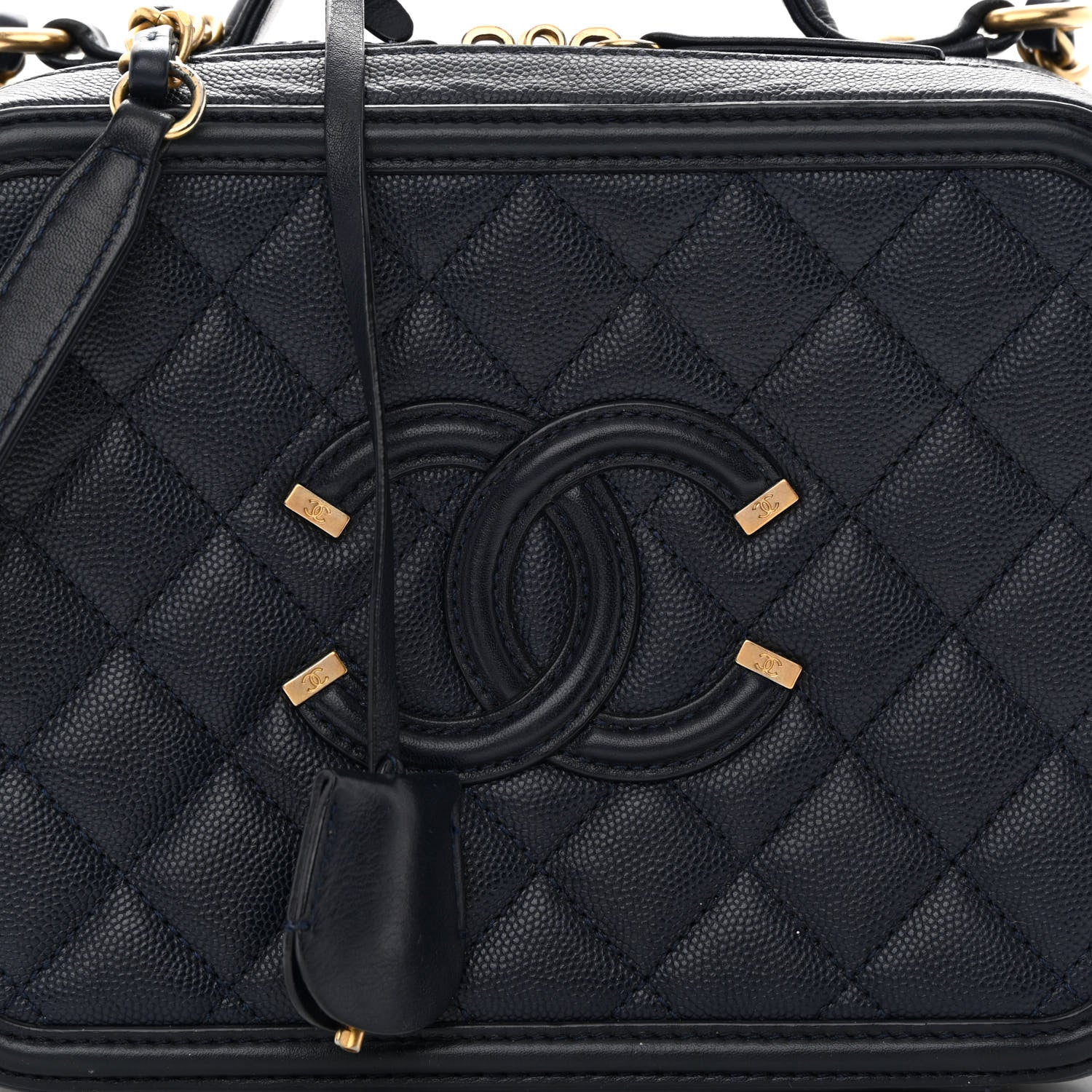 Chanel Caviar Quilted Medium CC Filigree Vanity Case Navy 8 of 18