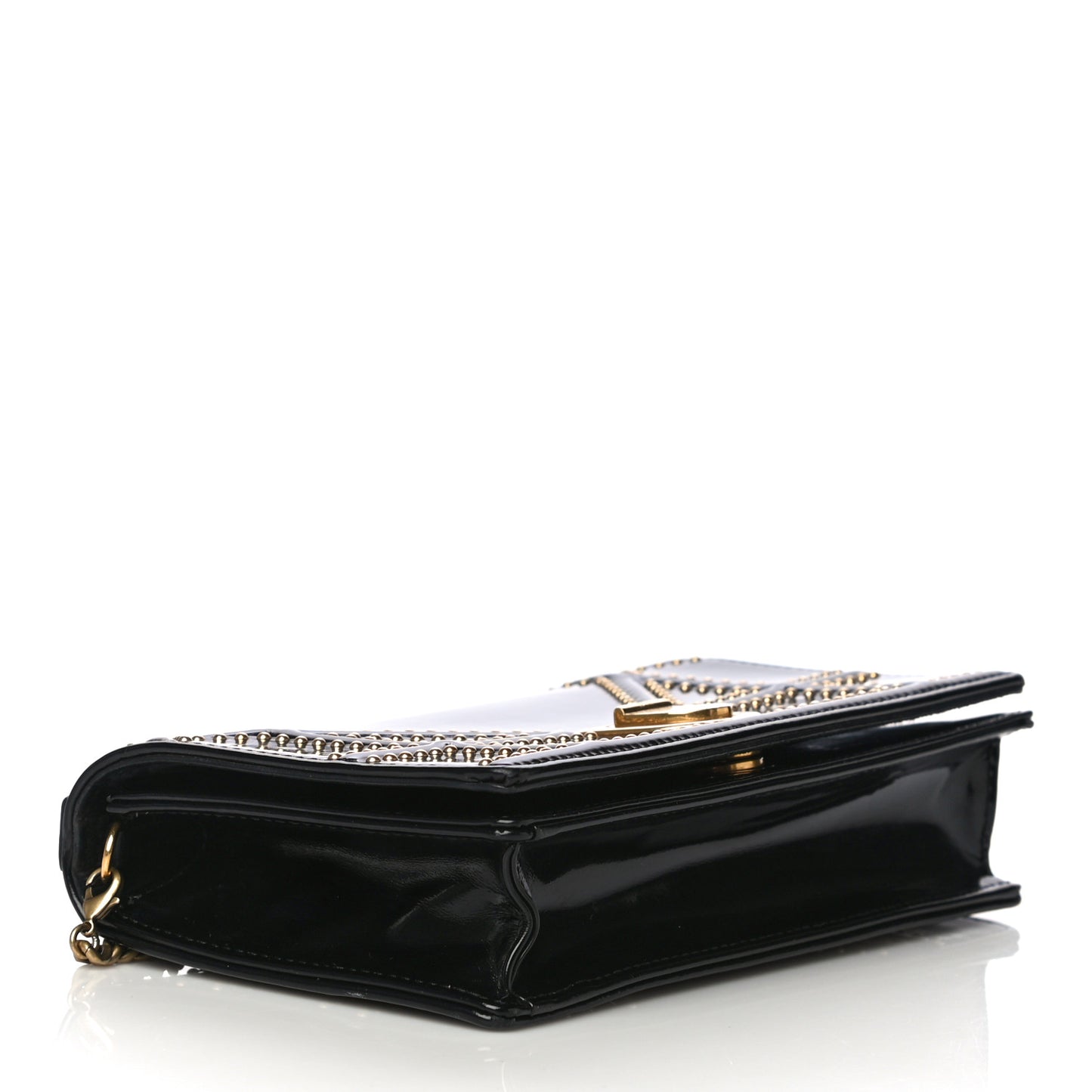Patent Studded Diorama Flap Bag Black