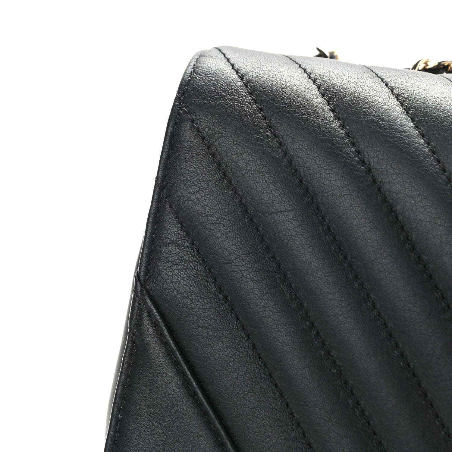Chanel Calfskin Chevron Quilted Medium Statement Flap Black 14 of 15