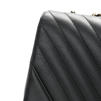 Chanel Calfskin Chevron Quilted Medium Statement Flap Black 14 of 15