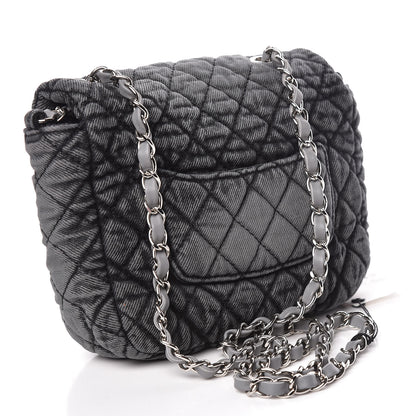 Chanel Washed Denim Quilted Small Denimpression Flap Grey Black 3 of 10