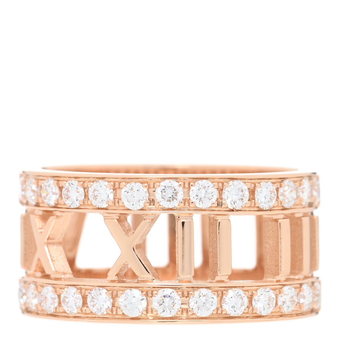 18K Rose Gold Diamond Wide Atlas Open Ring 48 4.5