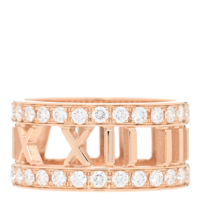 Tiffany 18K Rose Gold Diamond Wide Atlas Open Ring 48 4.5 1 of 4