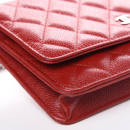 Chanel Caviar Quilted Wallet on Chain WOC Red 9 of 12