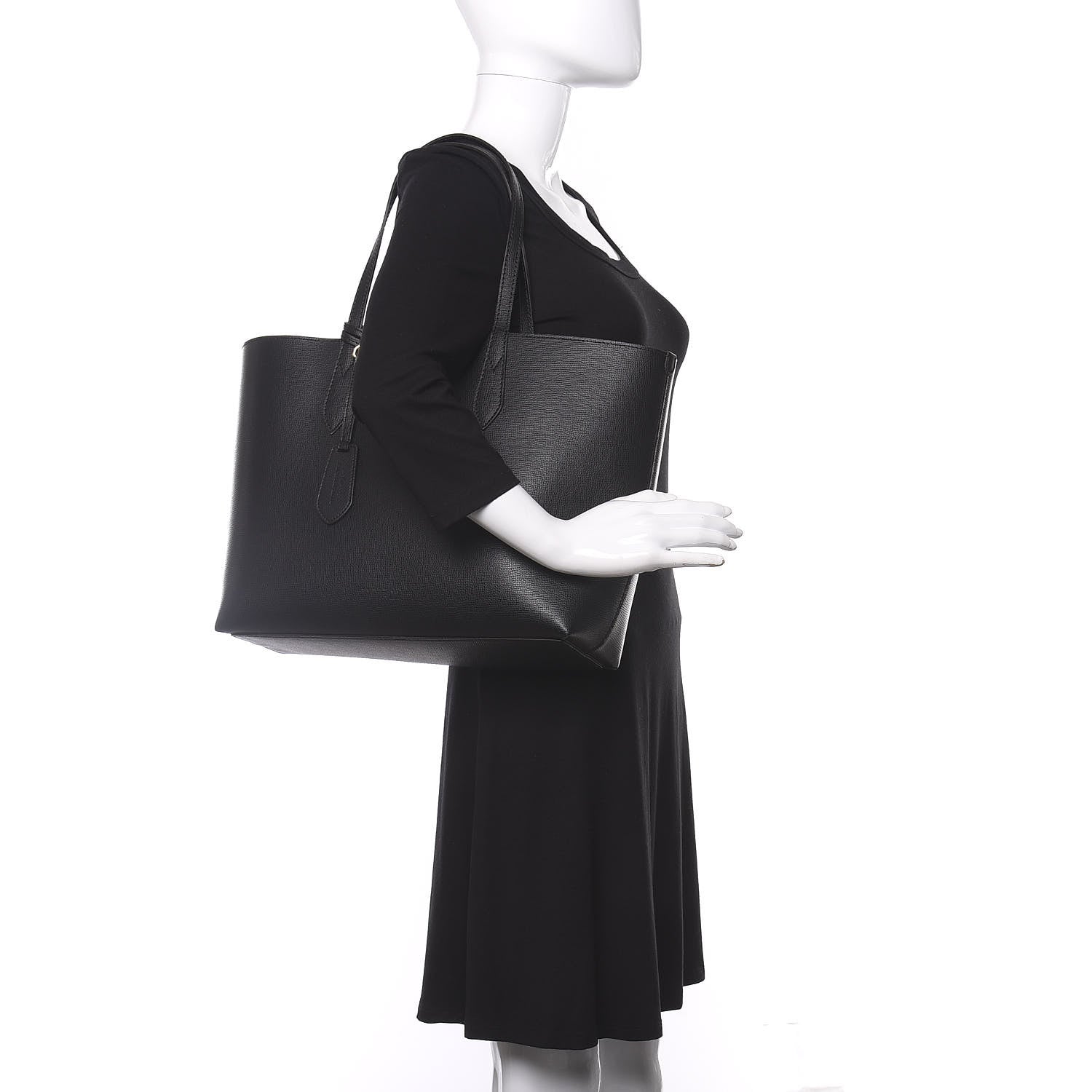 Burberry Grainy Calfskin Haymarket Check Medium Reversible Tote Black 2 of 15