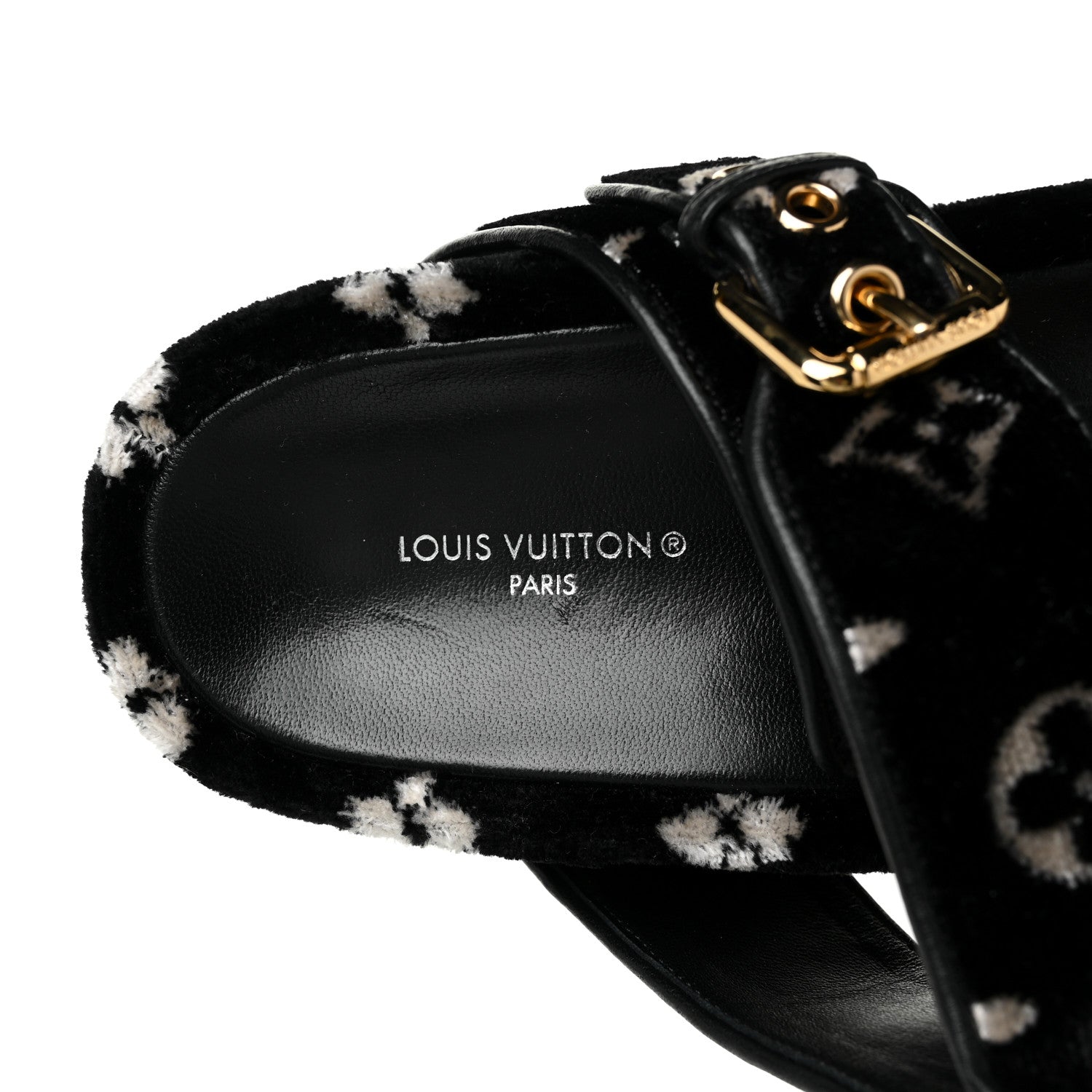 Louis Vuitton Velvet Monogram Jumbo Flatform Mule Sandals 39 Black White 7 of 8