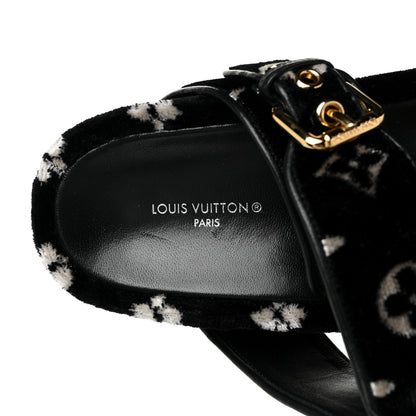 Louis Vuitton Velvet Monogram Jumbo Flatform Mule Sandals 39 Black White 7 of 8