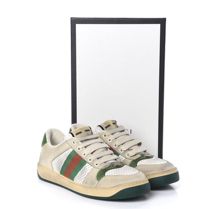 Gucci Nubuck Web Womens Screener Sneakers 37 Dusty Milk New Mystic White Vintage Green 9 of 9