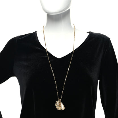 Chanel Crystal Pearl Necklace Gold 2 of 6